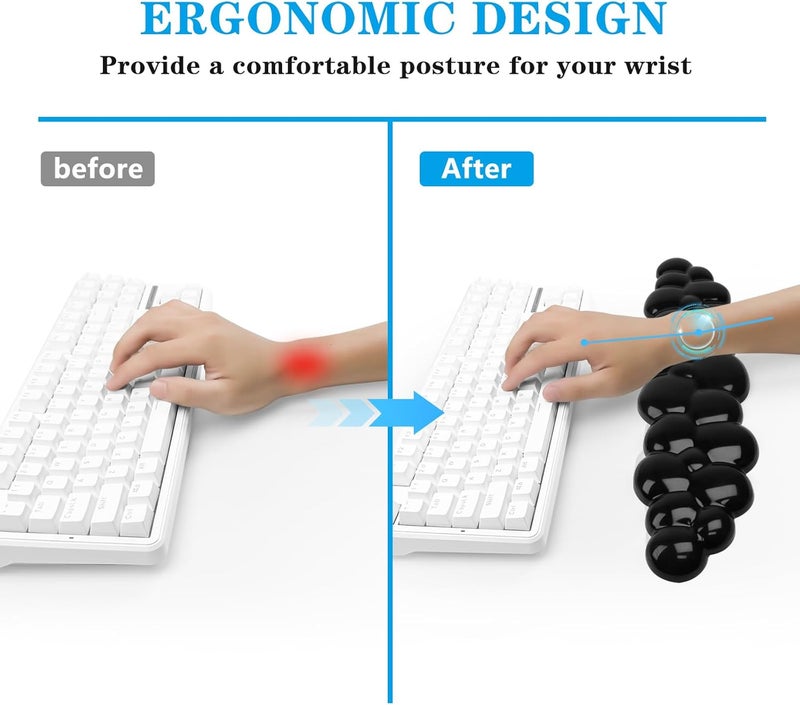 KEPUTAIER Gel Cloud Keyboard Wrist Rest, Cute Wrist Support and Arm Support Keyboard Rest for Keyboard Typing Pain Relief，Suitable for Office/Computer/Laptop/Gaming（Keyboard Wrist Rest Black ） - Image 2